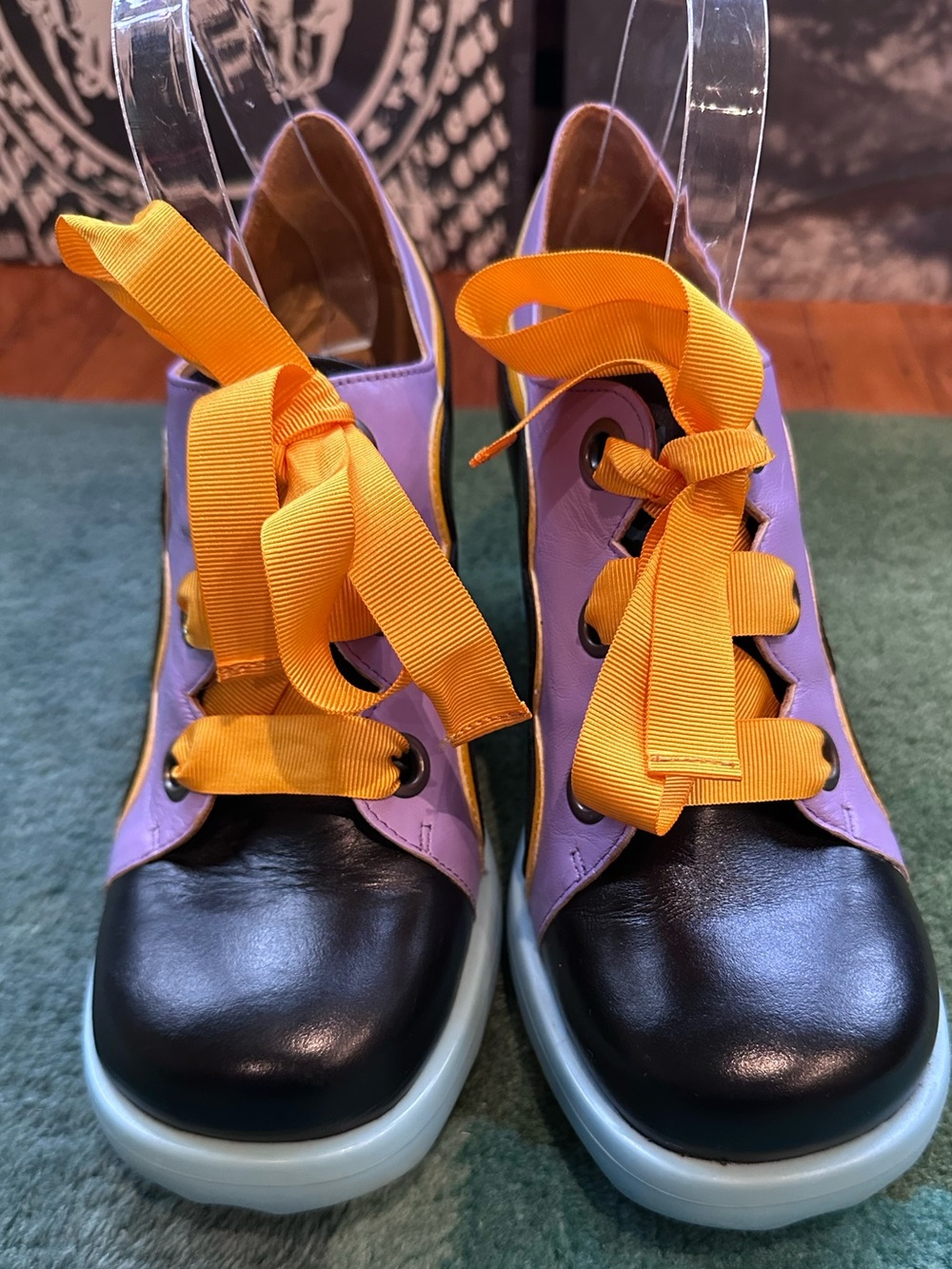 Fluevog NEARLY NEW Stop It Fermare black/purple/yellow lace-up- 11.5 (fits 11) - Picture 4 of 16